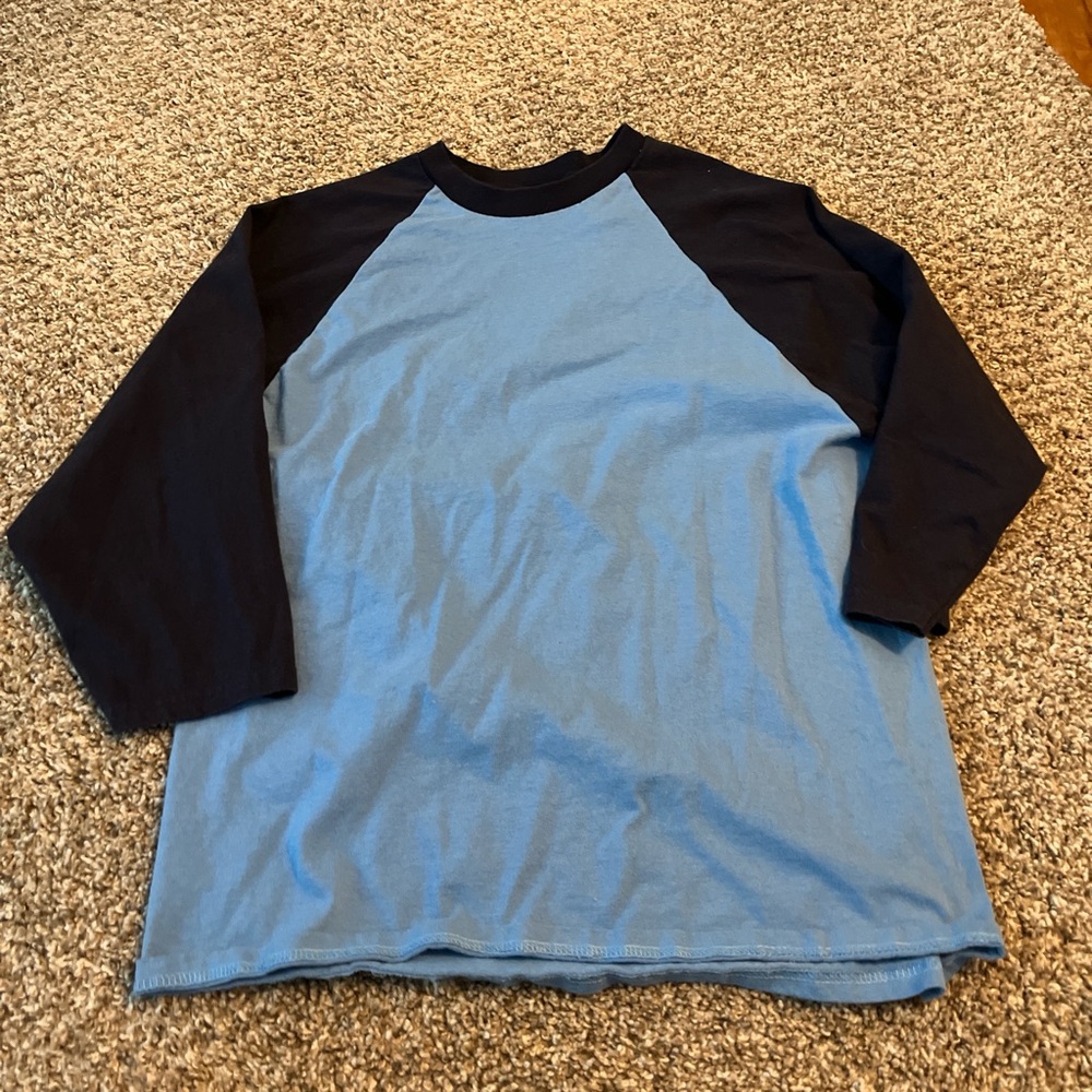 Blue and Black Raglan Sleeve Shirt